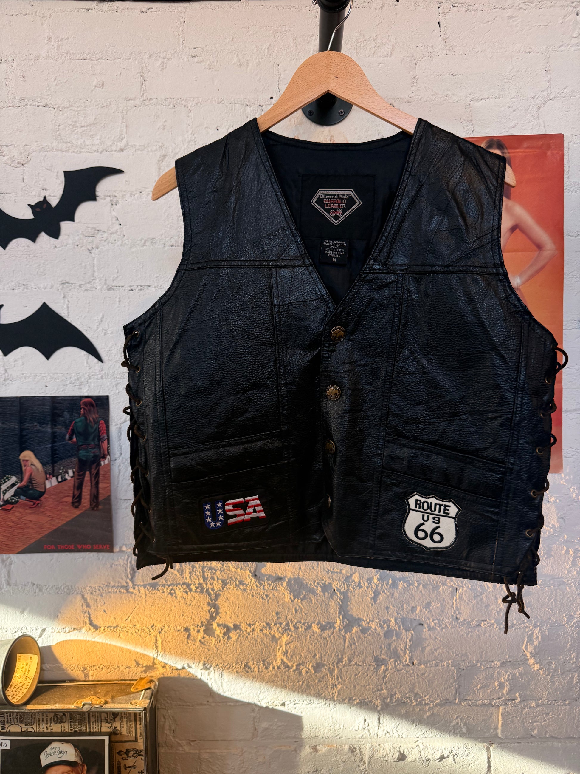 Y2K Route 66 Biker Vest Size-M LFDW