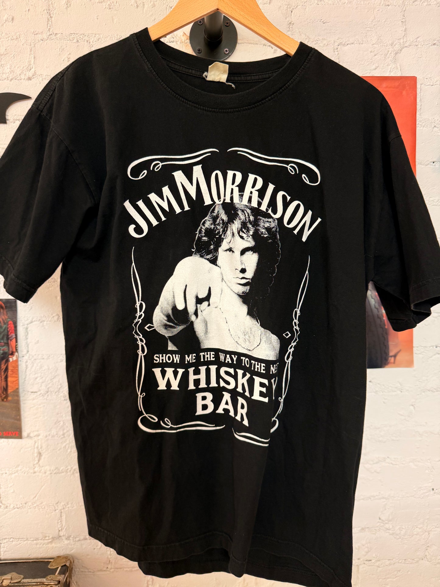 Y2K Jim Morrison Whiskey Bar Tee Size- L