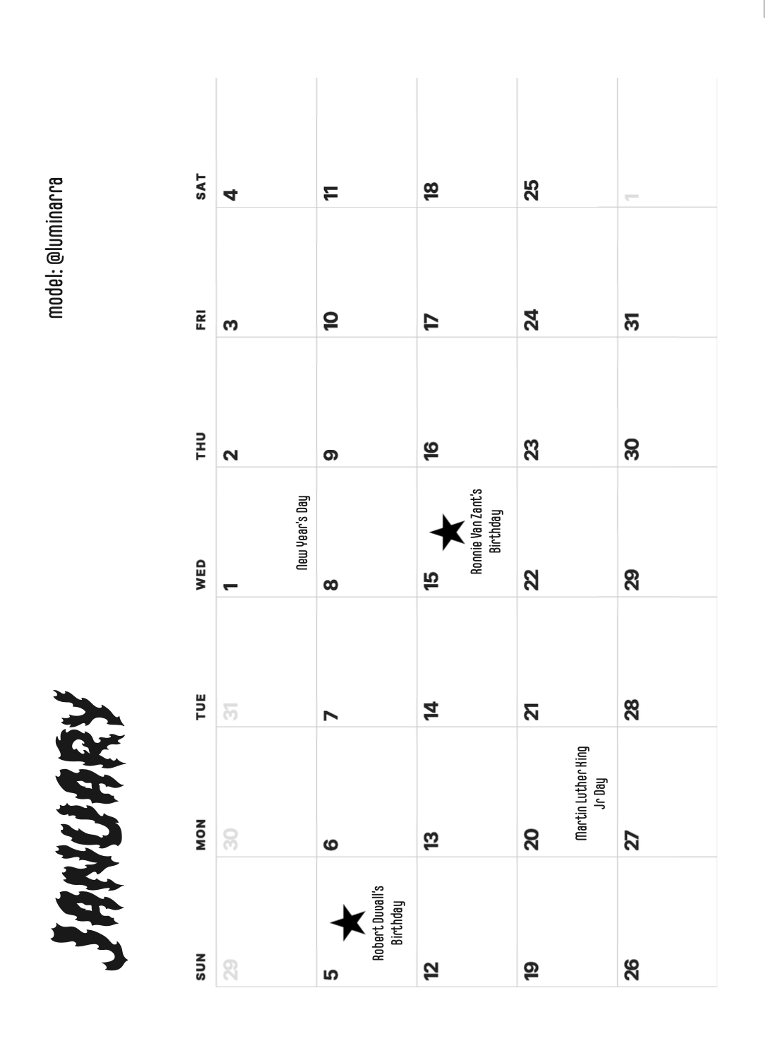 LFDW 2025 Calender LFDW