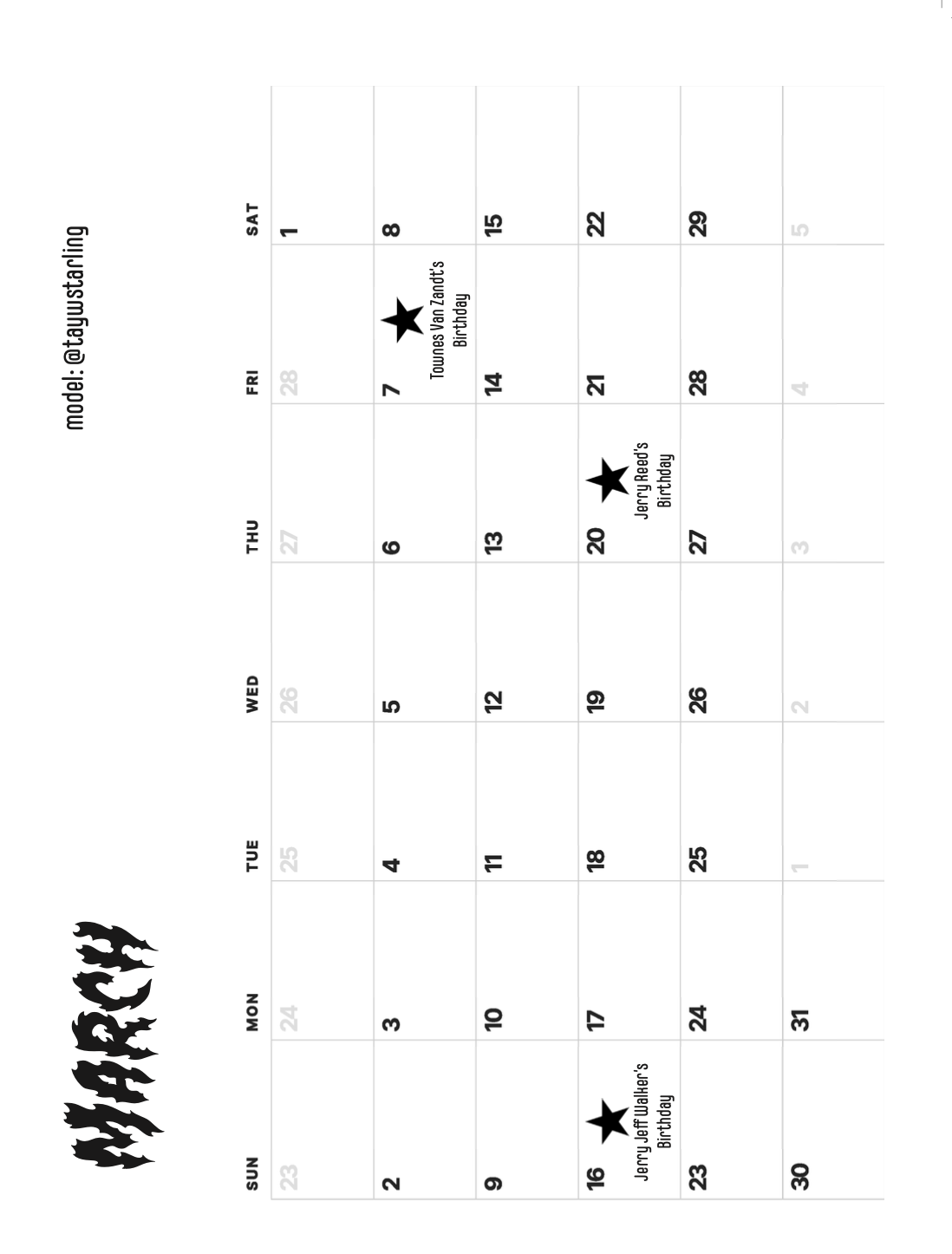 LFDW 2025 Calender LFDW