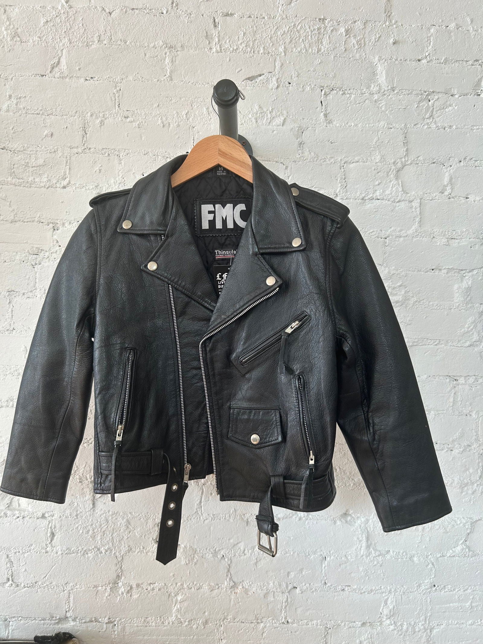 Vintage FMC Leather Jacket Size 14 small