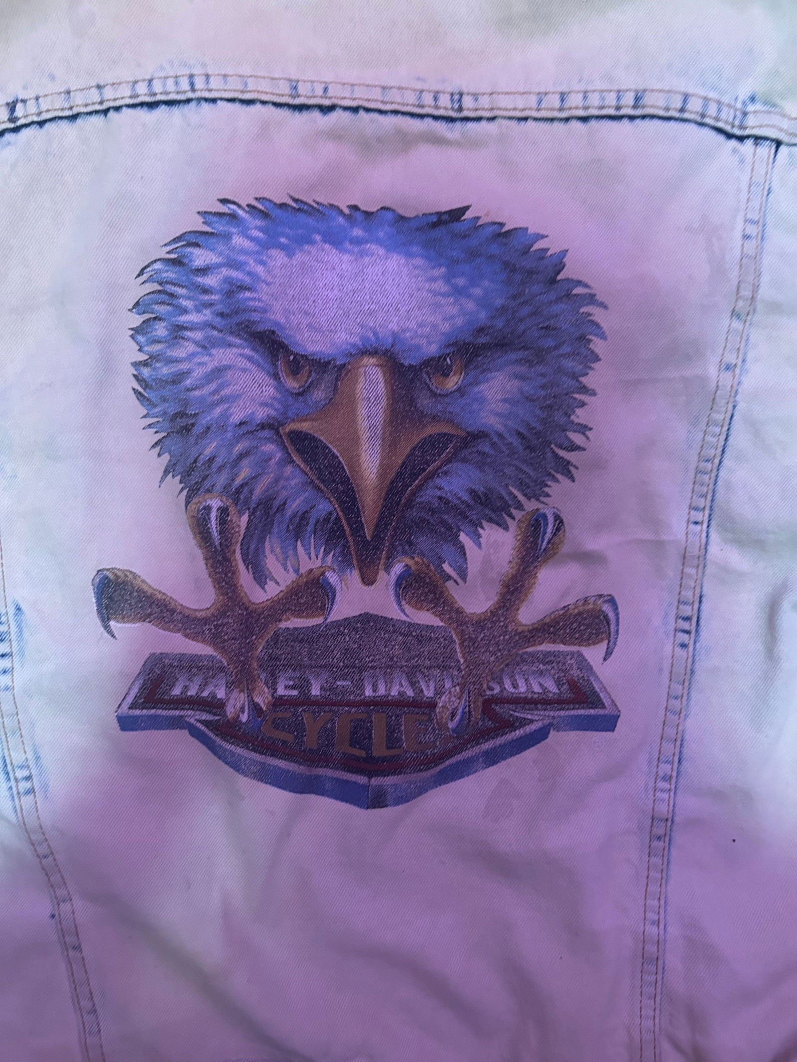 1980s Harley Eagle Bleach Jean Jacket Size - XL - LFDW