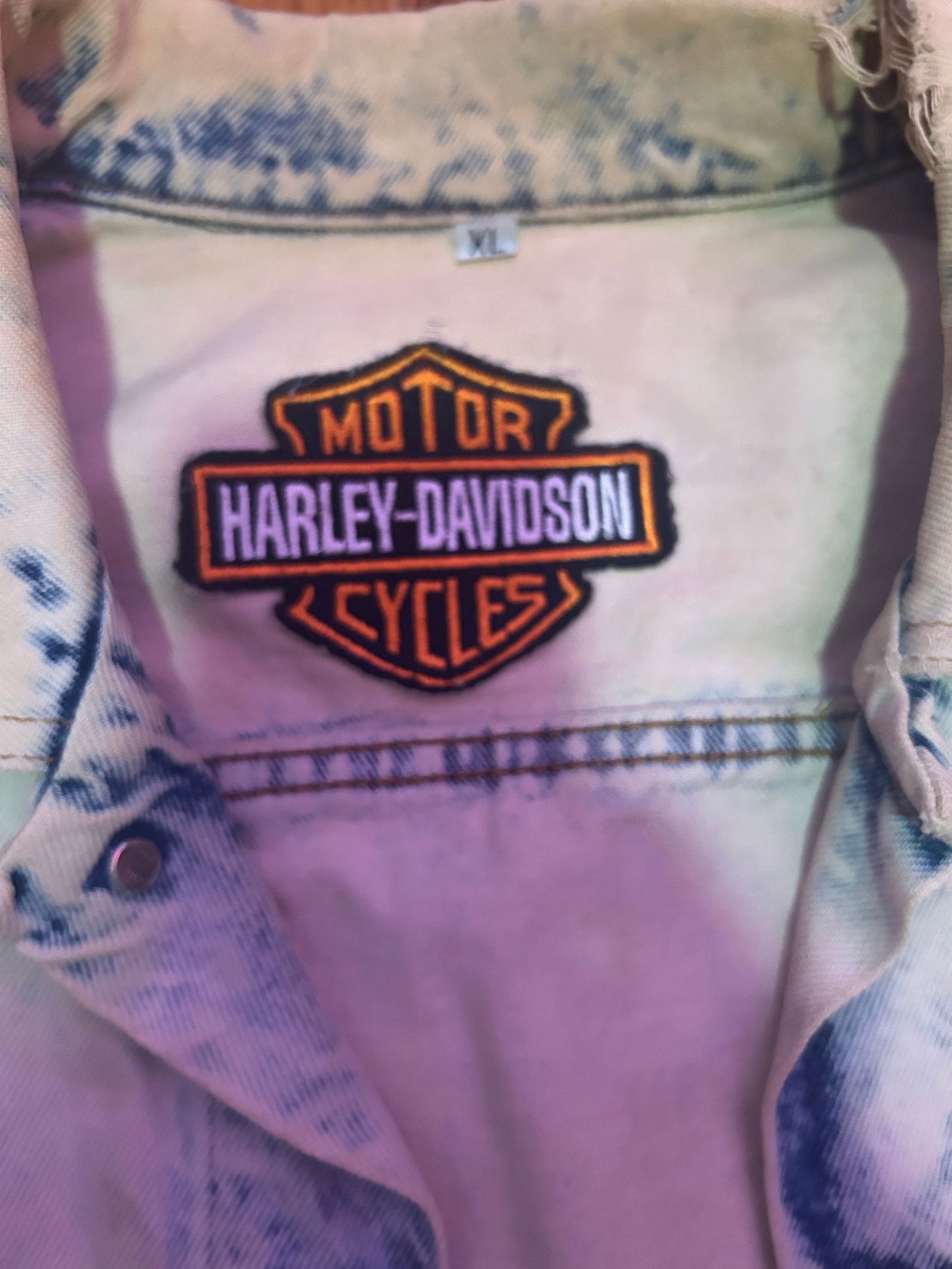 1980s Harley Eagle Bleach Jean Jacket Size - XL - LFDW