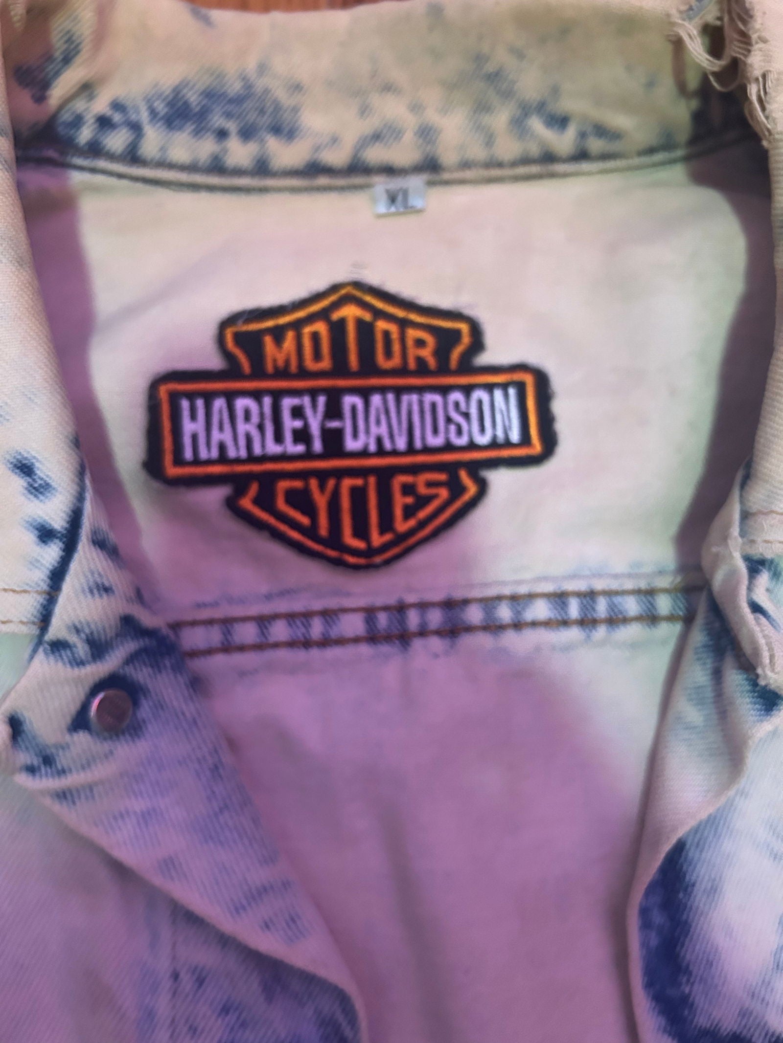 1980s Harley Eagle Bleach Jean Jacket Size - XL - LFDW