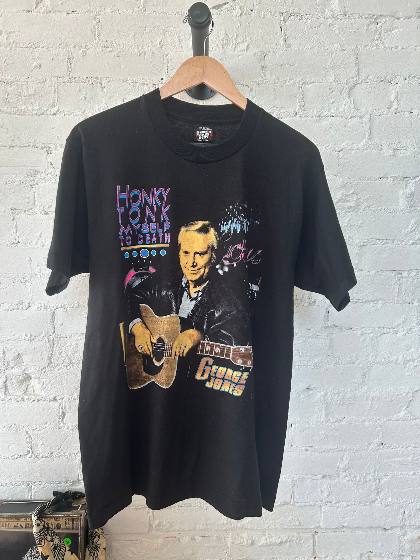 1992 George Jones Honky Tonk To Death Tee Size - L - LFDW