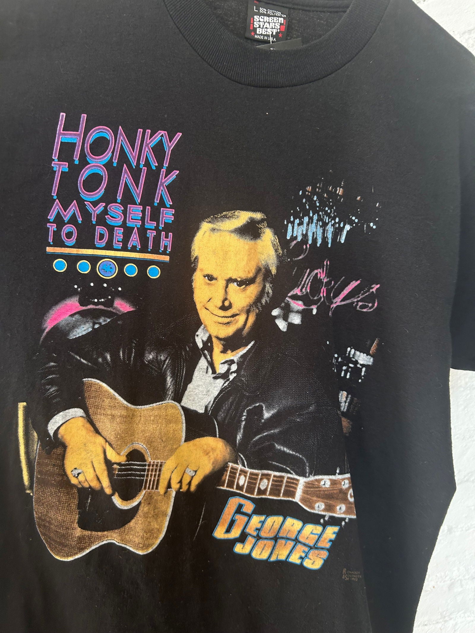 1992 George Jones Honky Tonk To Death Tee Size - L - LFDW