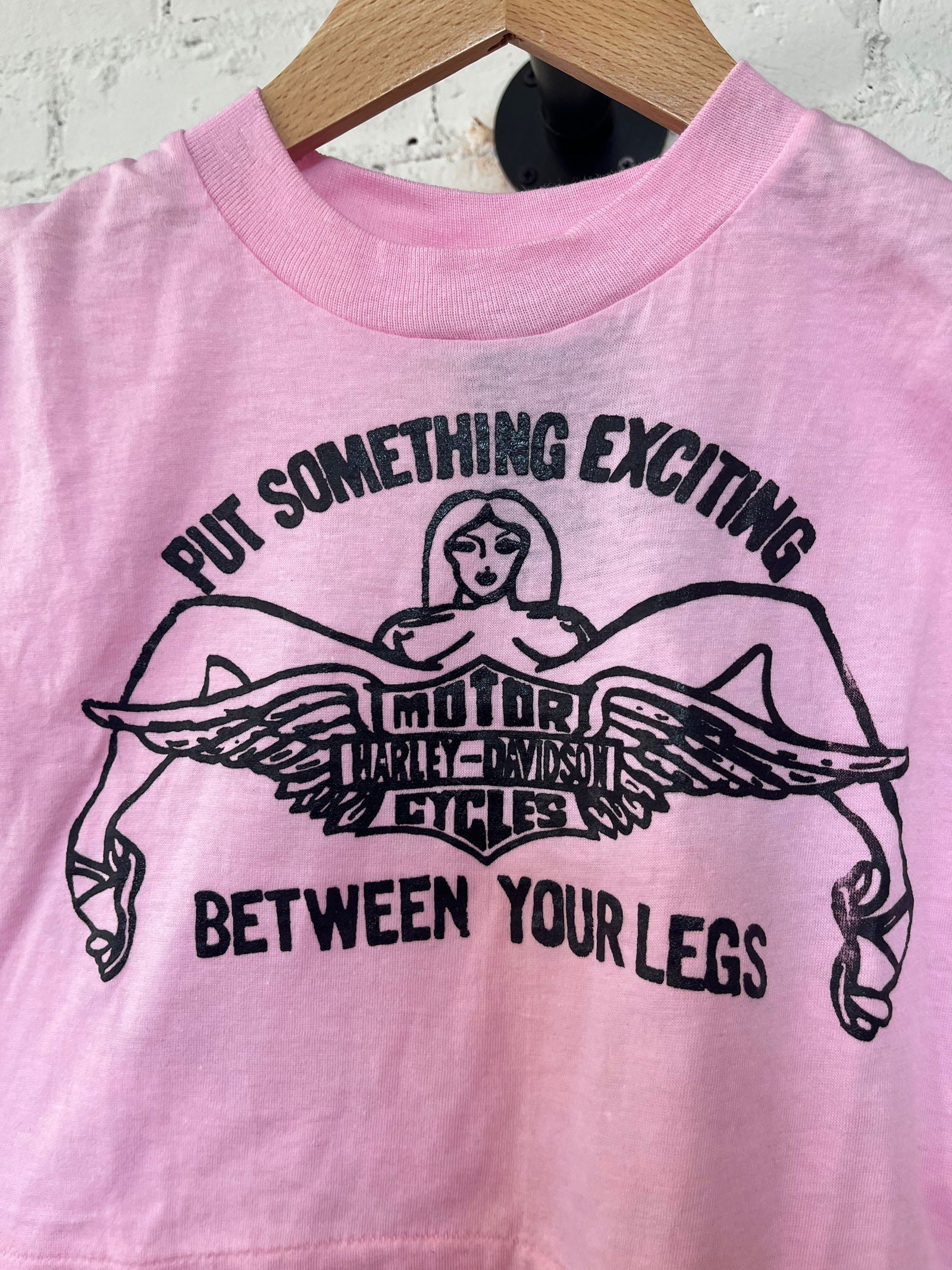 70’s Harley Davidson “Put Something Exciting Between Your Legs” Crop Top Size- S - LFDW
