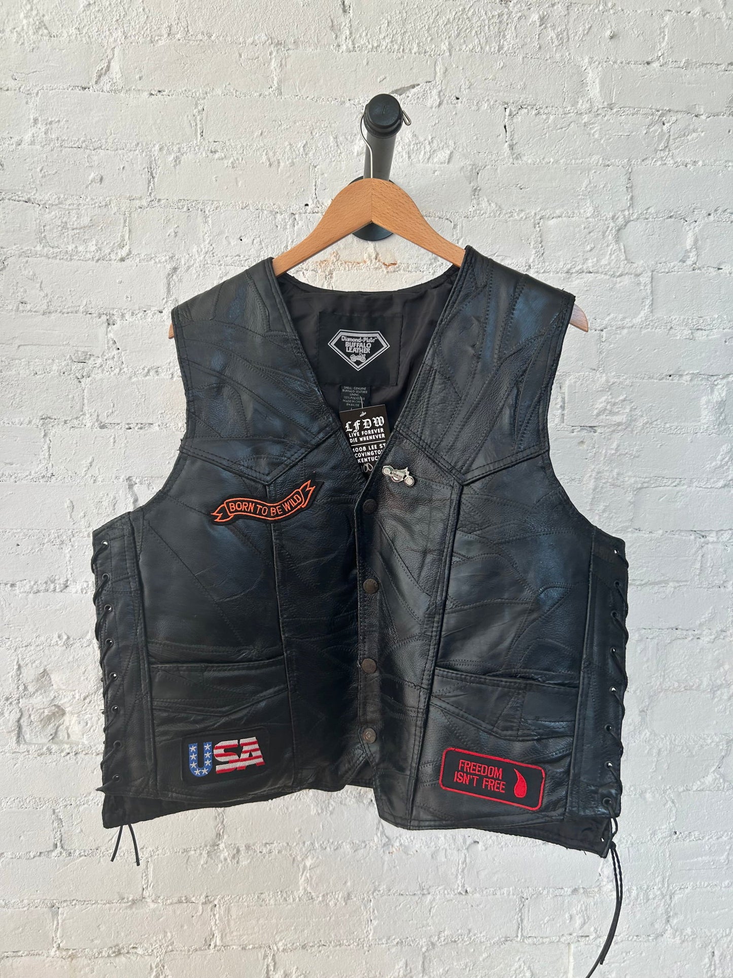 Buffalo Leather Vest With Patches Size - L - LFDW