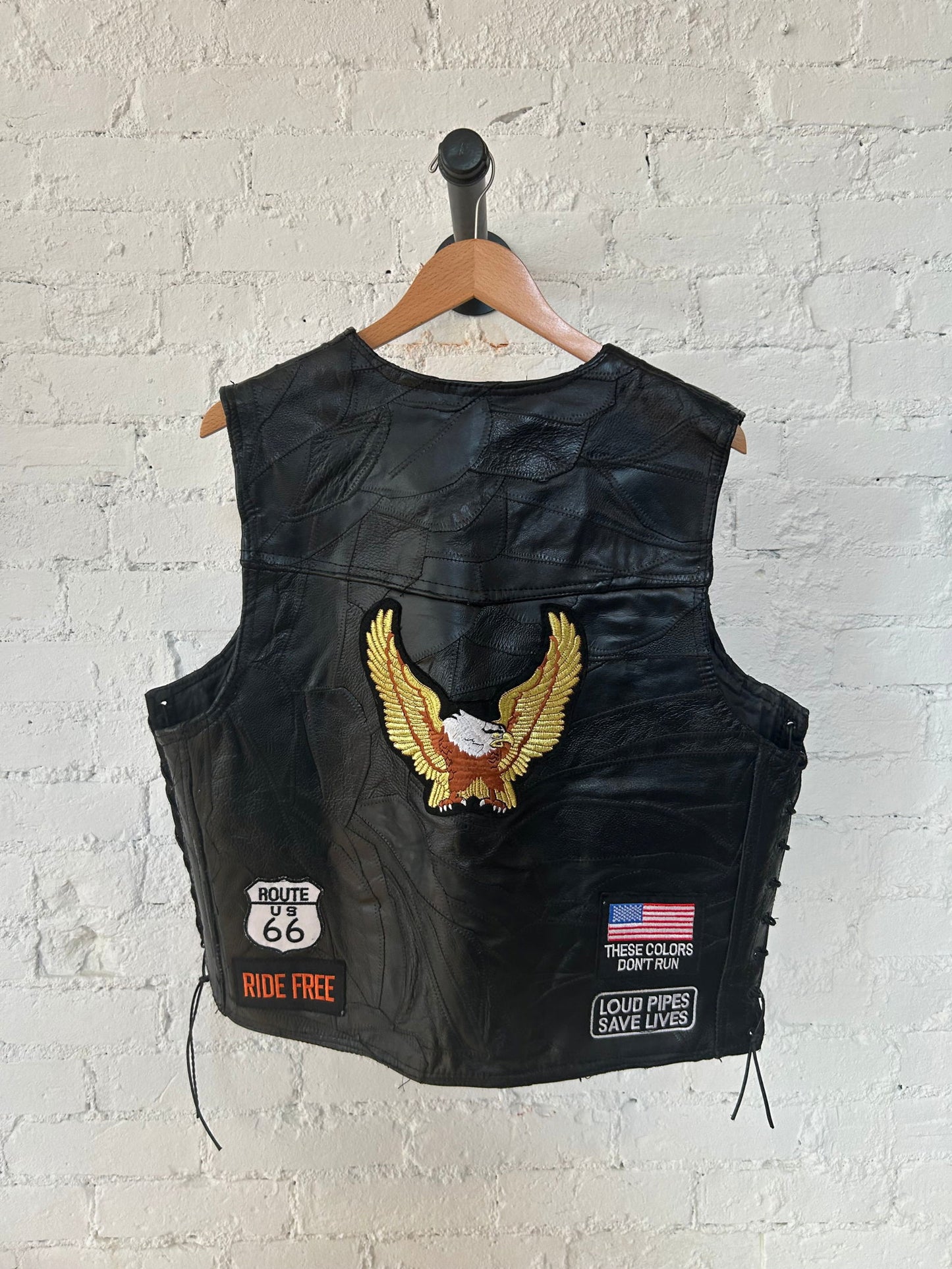 Buffalo Leather Vest With Patches Size - L - LFDW