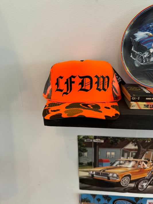 Orange Camo LFDW Trucker Hat