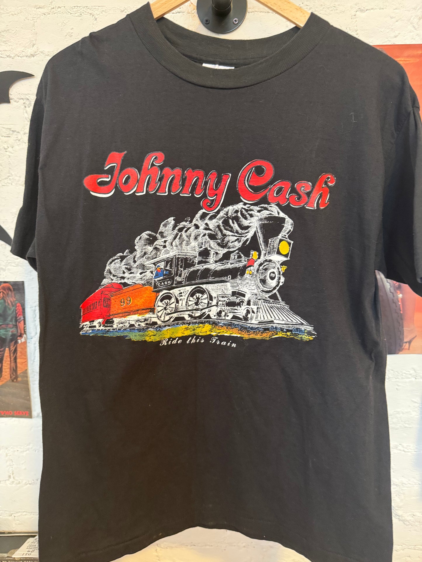 Early 90s Johnny Cash Ride The Train Tee Size- L