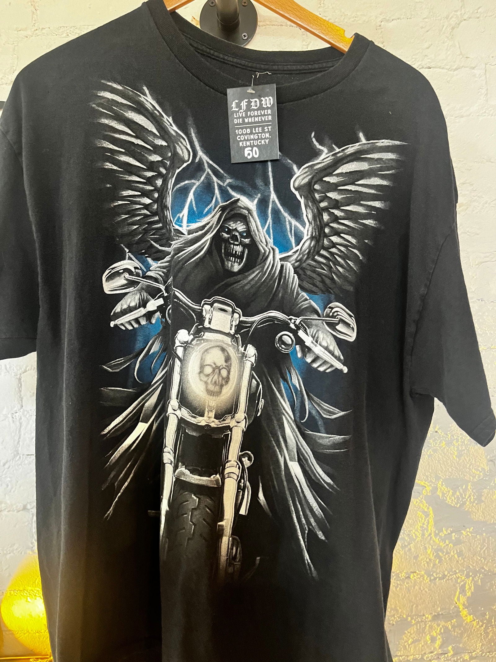 Y2K Reaper Driving Motorcycle Tee Size-L - LFDW