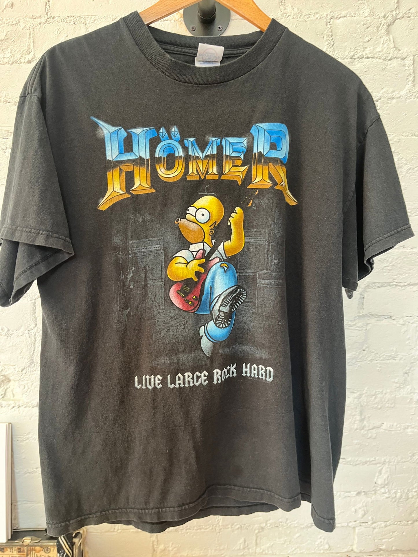 Y2K Simpsons Homer Live Large, Rock Hard Tee Size- L - LFDW
