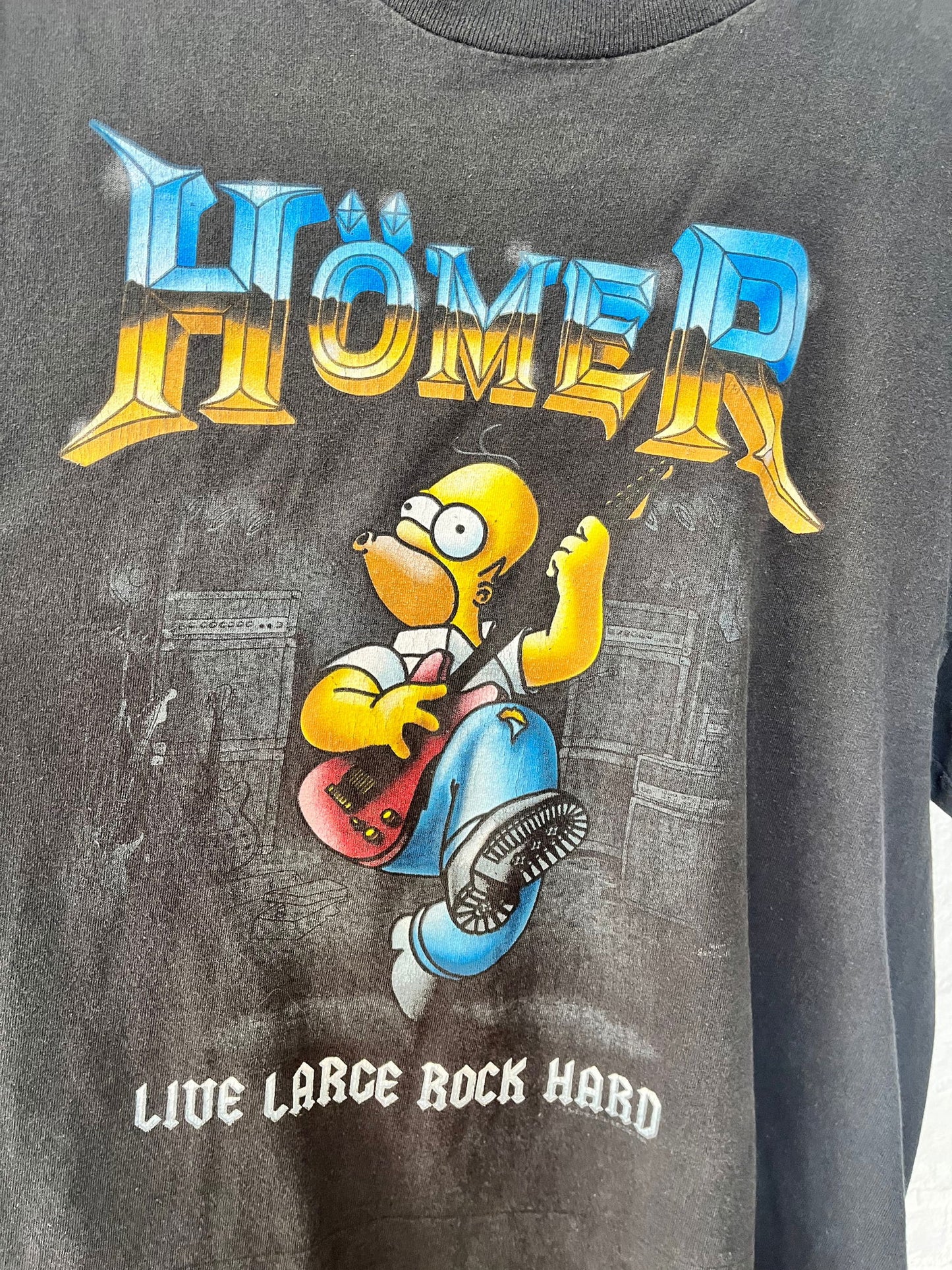 Y2K Simpsons Homer Live Large, Rock Hard Tee Size- L - LFDW