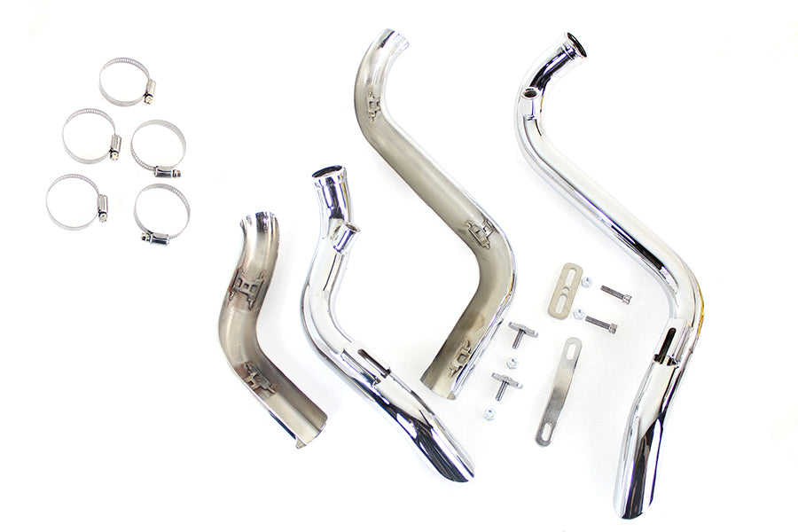 Straight Down Drag Pipe Set Chrome with Heat Shields